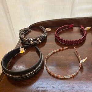 Bundle of 4 Stylish Women's Headbands-Faux Black Leather, Red, Black & Beige NWT